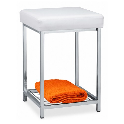 Sgabello bianco pouf elegante - sgabello,